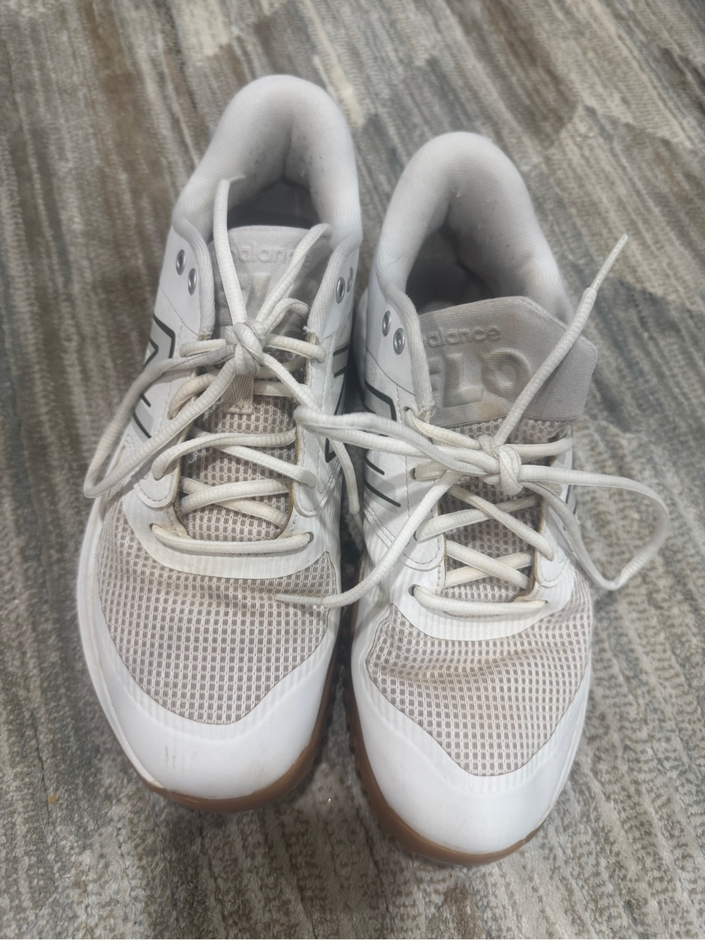New Balance Kids White and Gum-Accent Athletic Sneakers